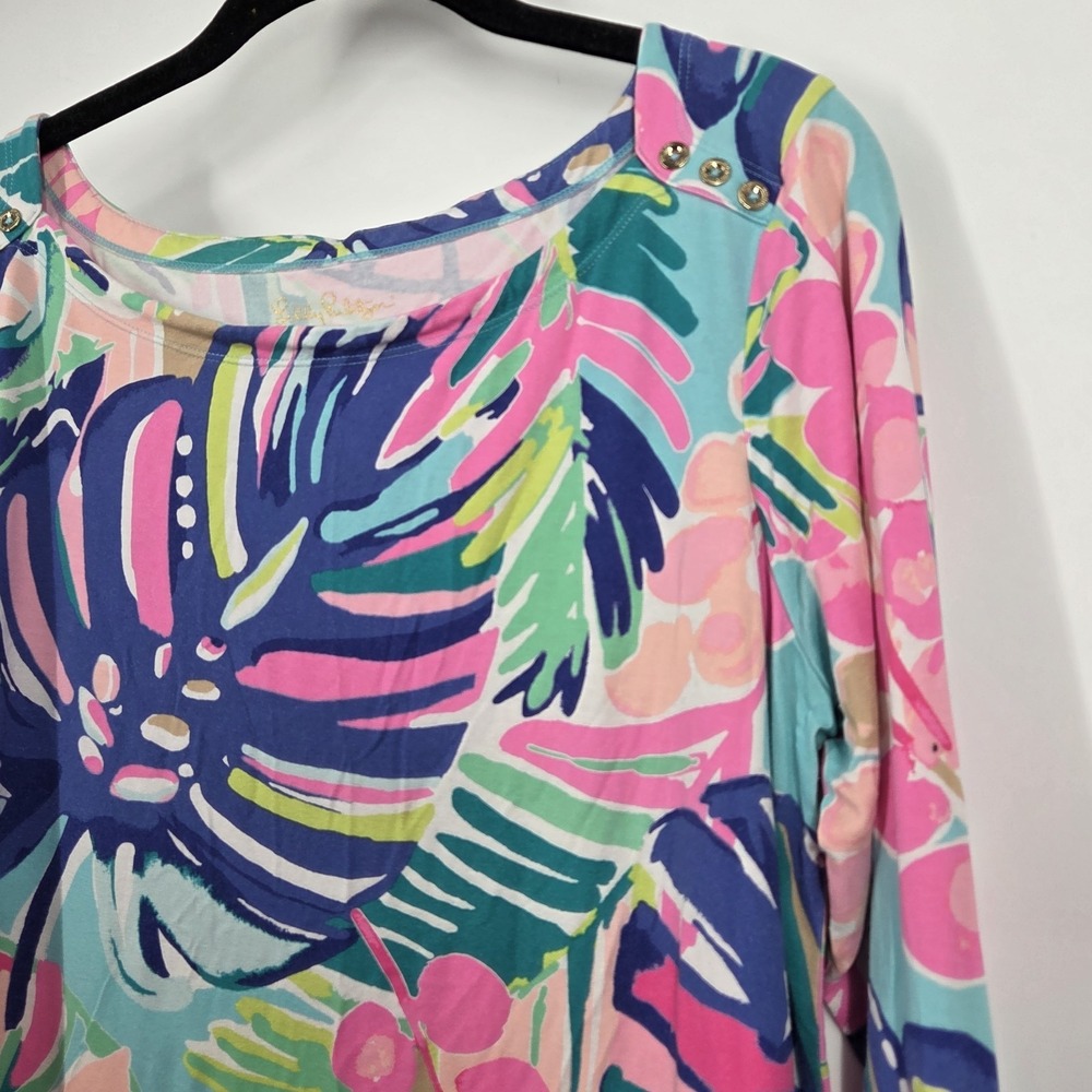 Lilly Pulitzer Sophie UPF 50 Exotic Garden Print Jersey Tunic Shirt Dress XL - Picture 2 of 6